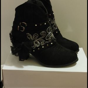 Black and silver boots
